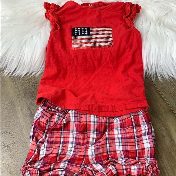 Koala Kids Other - SET: Patriotic Flag Tee and Plaid Shorts